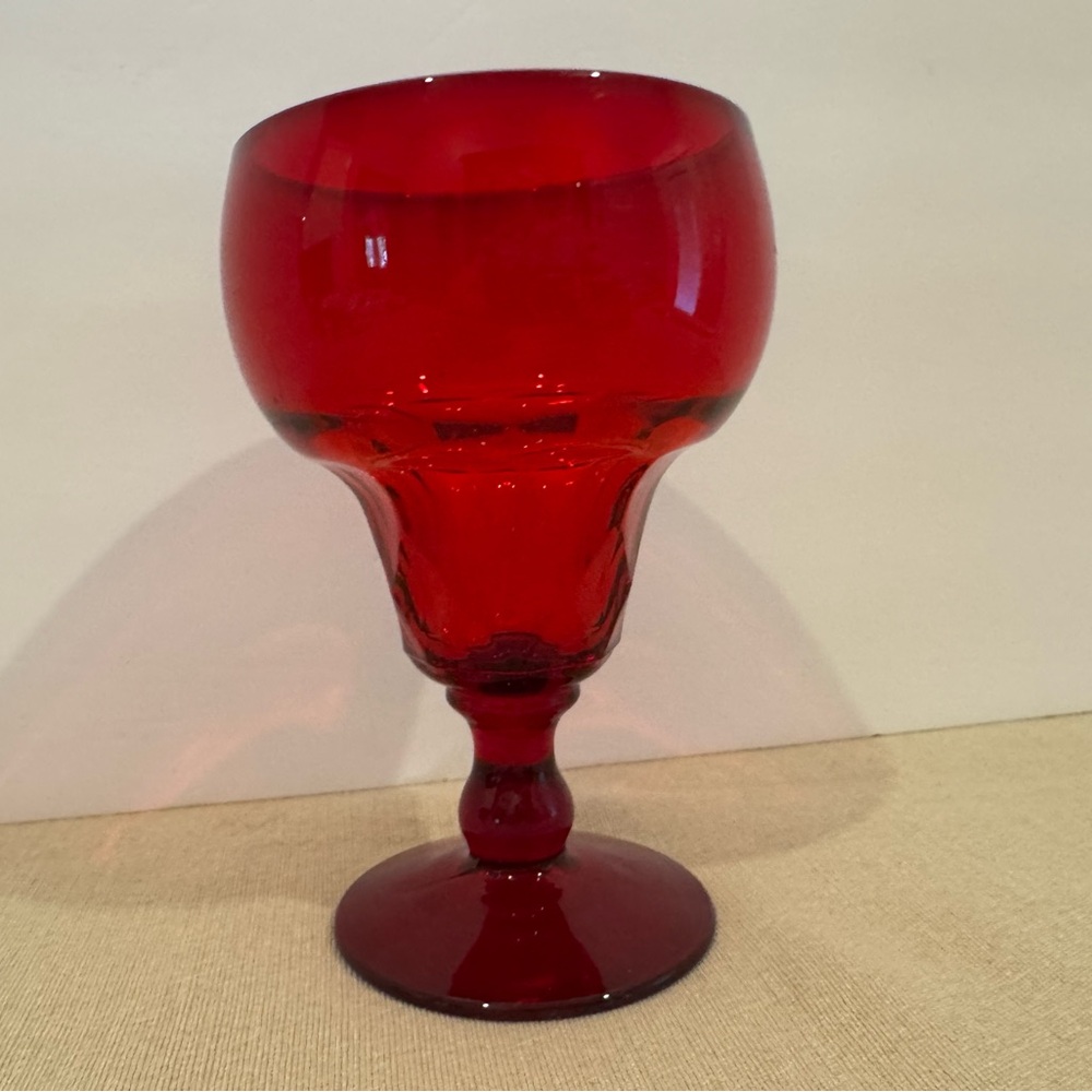 Fenton Glass GEORGIAN pattern Goblet ruby red 5 5/8" 10 oz.